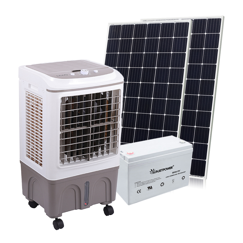 Ventiladores de enfriamiento de aire DC solares portátiles de bajo ruido con batería y paneles solares